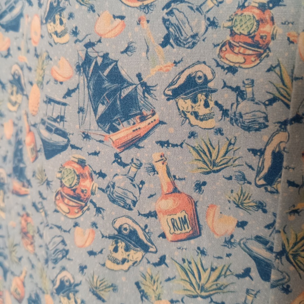 Peter Millar Mens Shipfaced Pirate All Over Print Short Sleeve Button Up Shirt L - Picture 4 of 12